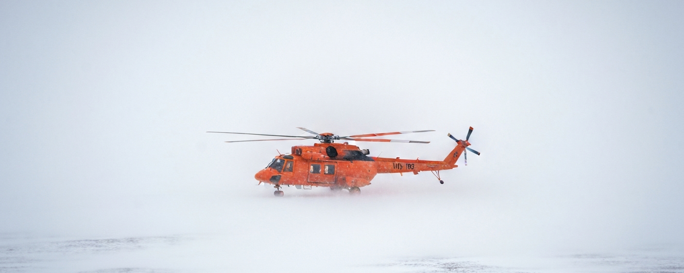 Helikopter führt luftgestützten Magnetsurvey über arktischer Wildnis durch