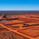 Explorationscamp in der australischen Outback-Landschaft mit Bohrausrüstung