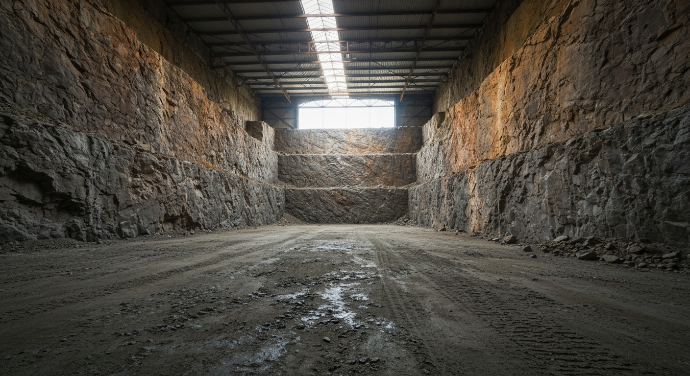 Bohrkernproben auf einem Holztablett in einem Feldlager während einer Explorationskampagne