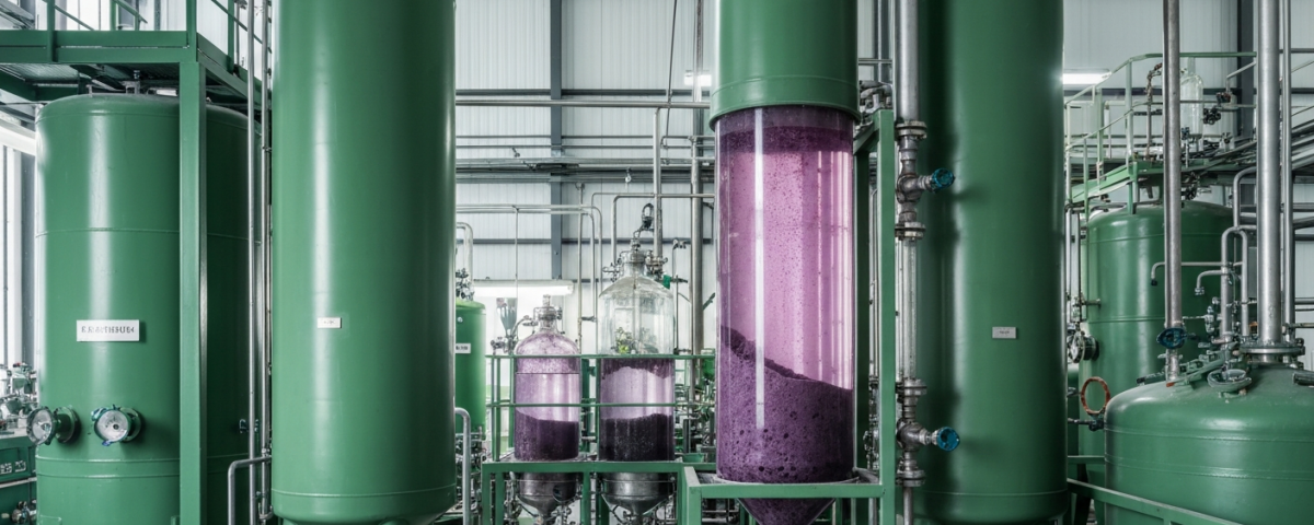 Chemische Trennanlage für Antimon-Mineralien in einem Verarbeitungslabor mit kühlem Neonlicht