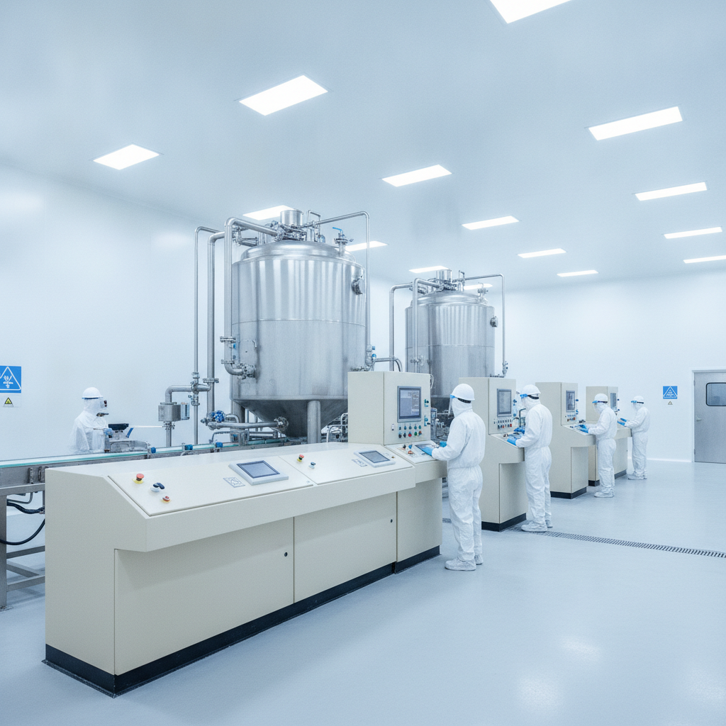 Innenansicht einer Lithium-Verarbeitungsanlage mit heller Ausstattung und modernen Prozessanlagen