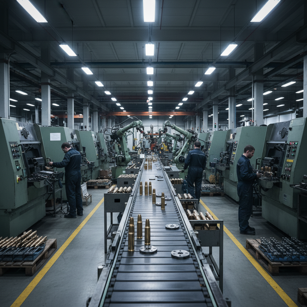 Munitionsfertigung in einer Industrieanlage – Antimon ist Schlüsselrohstoff für Rüstungslieferketten