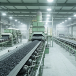 Verarbeitungsanlage für Mineralsande mit Förderbändern und Ilmenit-Erz