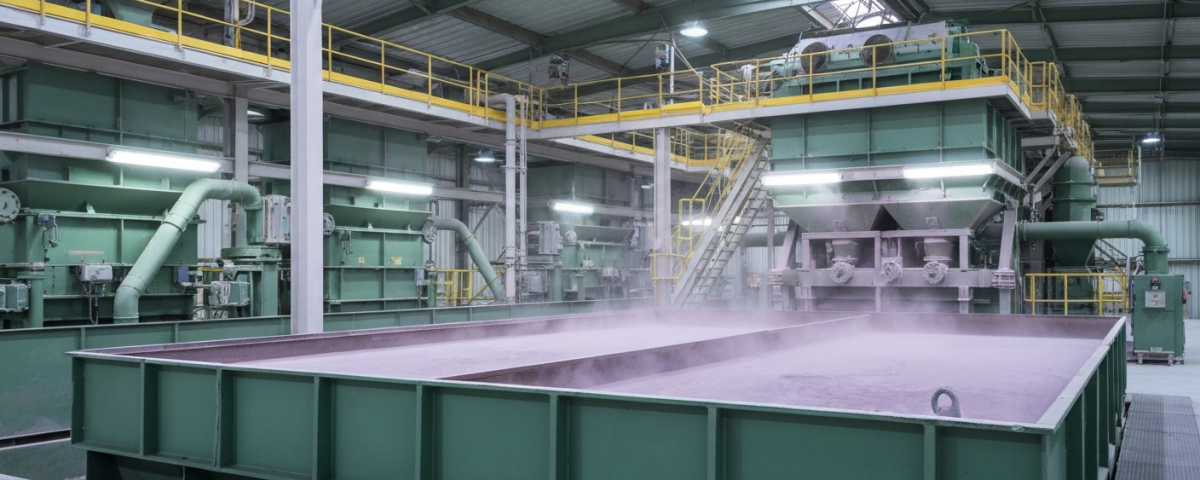 Schwermineralsand-Aufbereitungsanlage mit Nassverfahren-Separationsequipment in Industrieumgebung