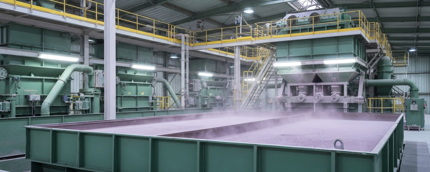 Schwermineralsand-Aufbereitungsanlage mit Nassverfahren-Separationsequipment in Industrieumgebung