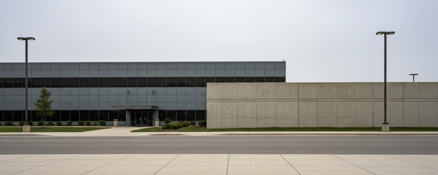 U.S. federal agency building under an overcast sky – symbol for the permitting process for uranium projects