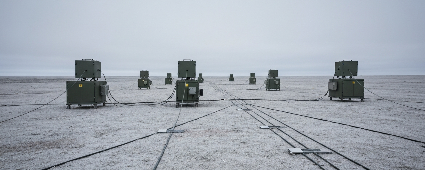 MMT survey stations on subarctic terrain under an overcast sky – geophysics before a drilling campaign