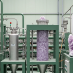Chemische Extraktionsanlage für Seltene Erden in einem Lab-Umfeld mit grüner und weißer Farbgebung