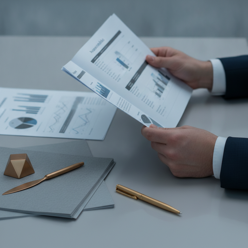 Financial analyst reviewing a portfolio report on streaming agreements in the gold sector