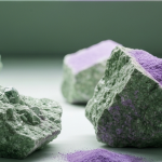 Mineralproben in Labourumgebung – matte Grün- und Weißtöne mit mineralischen Spuren