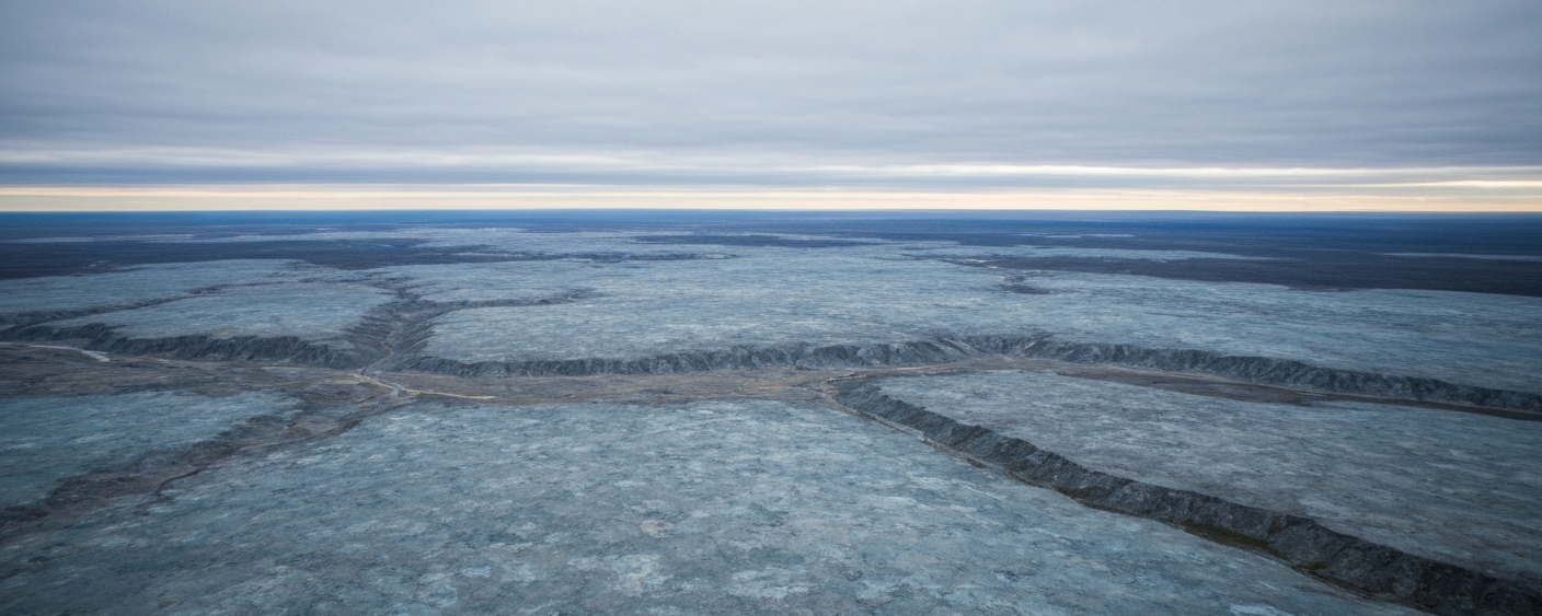 Arktische Tundra-Landschaft im Thelon Basin, Nunavut – geologisches Erkundungsgebiet