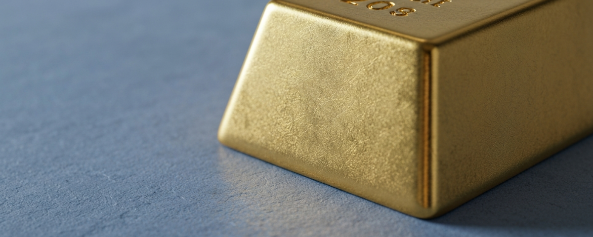 Polierter Goldbarren auf grauer Schieferoberfläche – Symbol für strukturierte Projektfinanzierung im Goldsektor