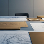 Technische Minenplanung auf einem Ingenieurbüro-Tisch – Symbol für die PEA-Phase eines Goldprojekts