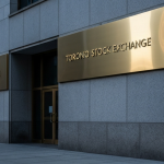 TSX-Gebäude in Toronto bei blauer Stunde – Symbol für den Aufstieg vom TSXV auf den Hauptmarkt