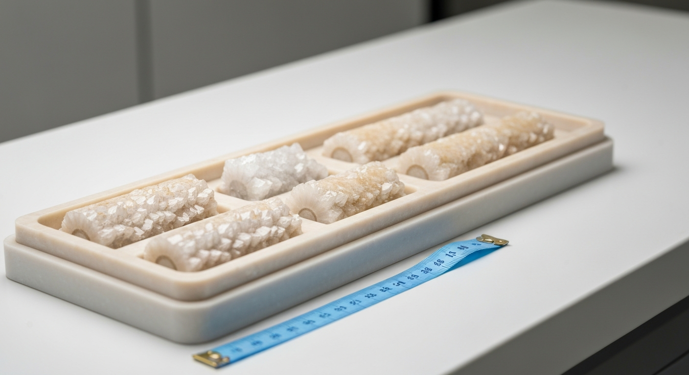 Drill core samples from a lithium exploration project on a white laboratory table