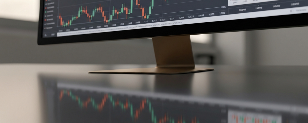 Optionsketten-Bildschirm mit Kursdaten und Derivate-Charts in Gold- und Grautönen
