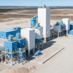 Luftaufnahme einer Lithium-Aufbereitungsanlage in Kanada bei hellem Tageslicht