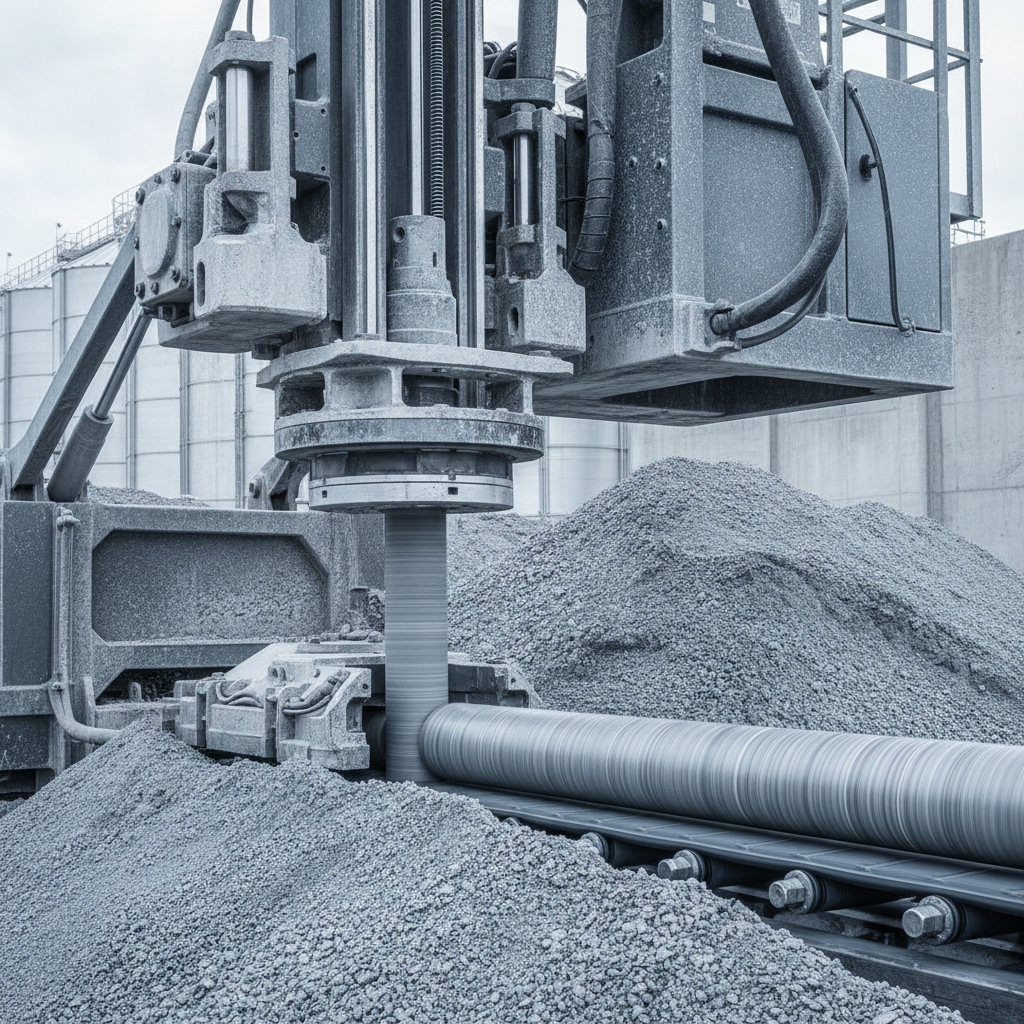 Sonic-Drilling-Anlage bei der Entnahme von Bohrkernen aus Abraummaterial