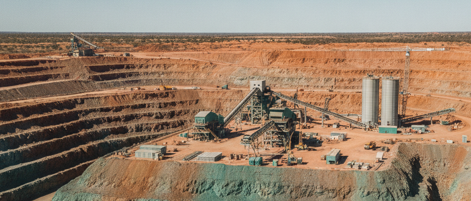 Kupferminenprojekt im Bau: Erschlossene Erde und erste Infrastruktur unter australischem Tageslicht