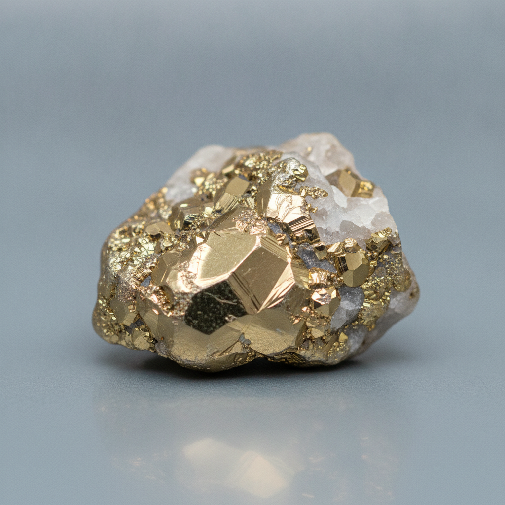Gold-quartz vein on a grey background – example of a classified gold resource